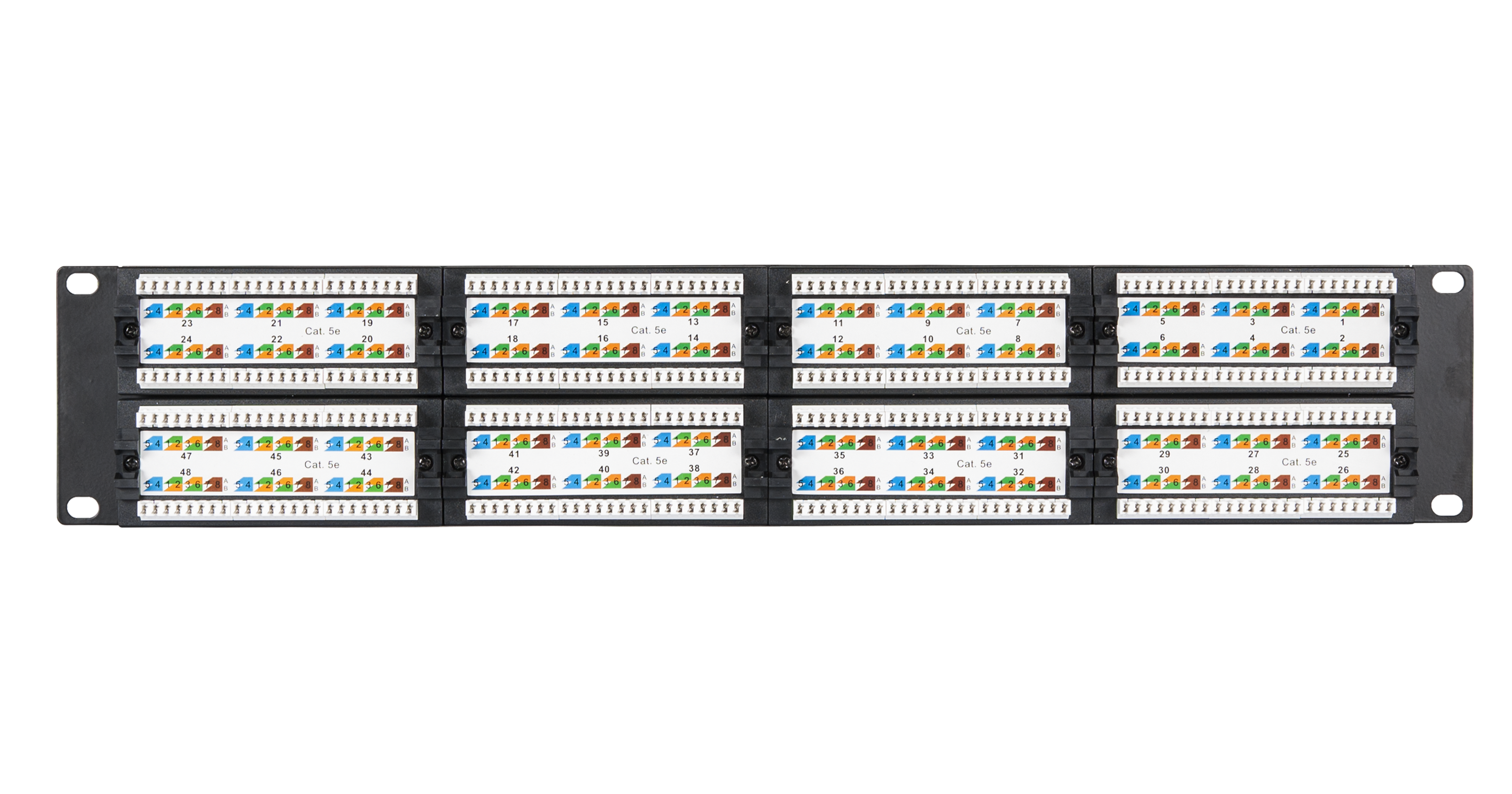 Коммутационная панель Netlan 19", 2U, 48 порта, Кат.5e, неэкранированная, черная
